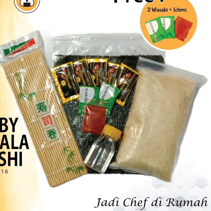 

◊ PAKET BAHAN SUSHI LENGKAP 10 Porsi Halal │ Beras Japonica, Nori, Bambu Mat, Shoyu, Sushi Seasoning ♧