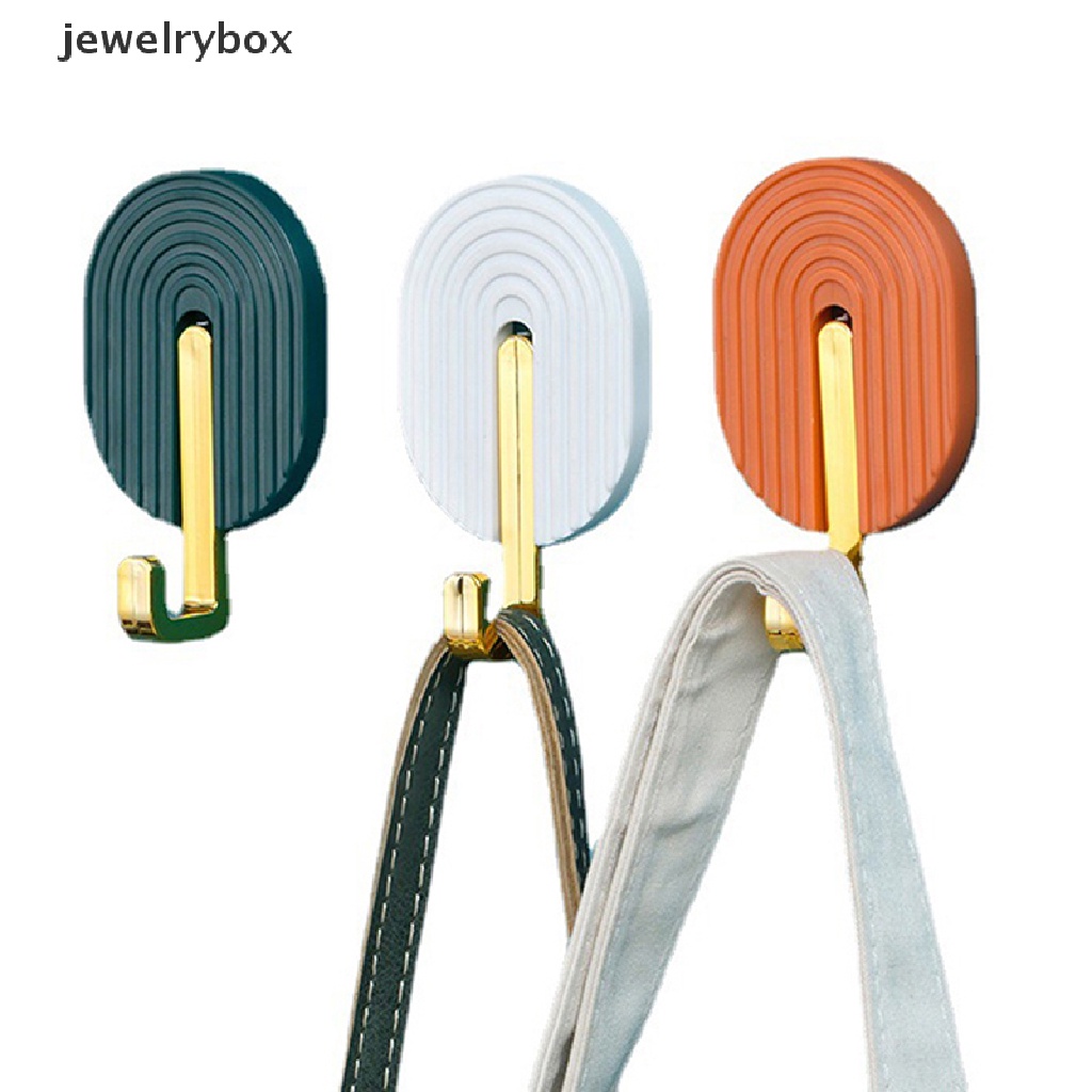 [jewelrybox] 2pcs Dinding Plastik Perekat Diri Kait al Kamar Mandi Rak Handuk Gantungan Butik
