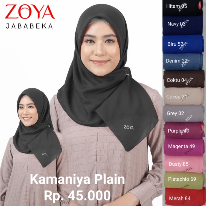 TERLARIS ZOYA Kamaniya Plain Scarf Kerudung Hijab Jilbab Segi Empat Polos - Hitam