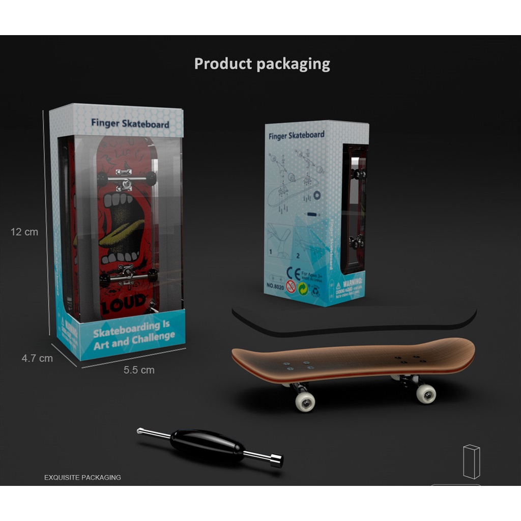 Fingerboard Kayu Set Lengkap 5layer Deck Kayu Maple Bantalan Roda Alloy Truck Finger Skate Board Mini Skateboard Mainan Anak