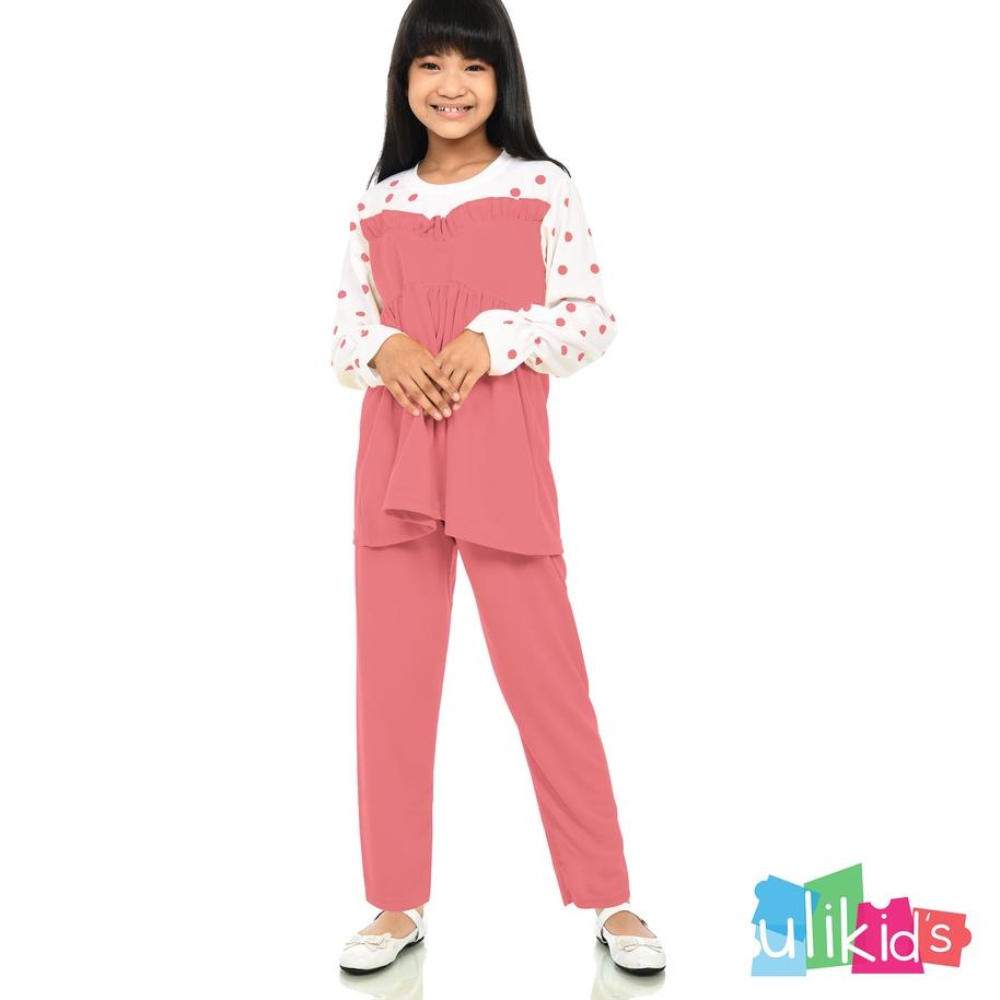 ➱ Ulikids Setelan Baju Anak Perempuan Lucu Motif Polkadot ✤