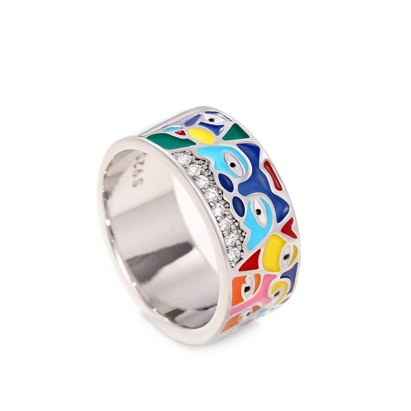 Baru Cincin Wanita Putih Cubic Zirconia Handmade Enamel Lovely Cat Unik Trendi Cincin Pesta Fashion Perhiasan Hadiah Natal