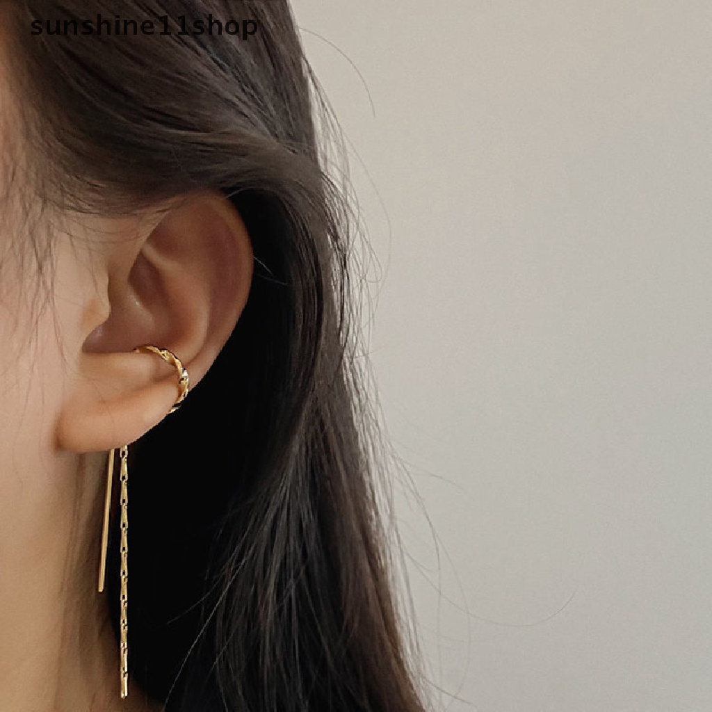 Sho Fashion Lubang Telinga Gratis Klip Telinga Rantai Panjang Rumbai Anting Pertunangan Anting Untuk Wanita Perhiasan Pernikahan Hadiah Ulang Tahun Anniversary N