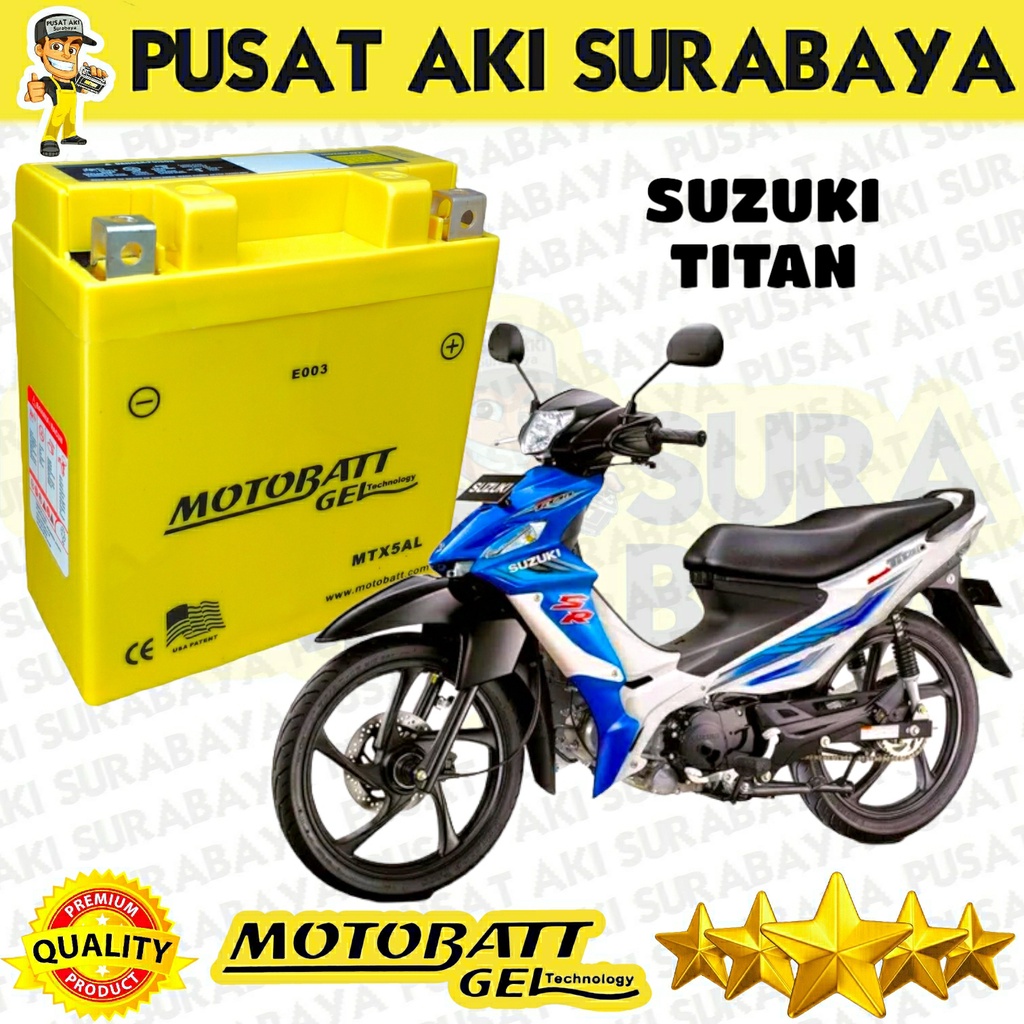 GARANSI AKI ORIGINAL MOTOBATT MTX5AL 12 VOLT 5 AMPER TITAN ACCU KERING MF JAMINAN KUALITAS GM5Z GT6A YB5LB YT7C