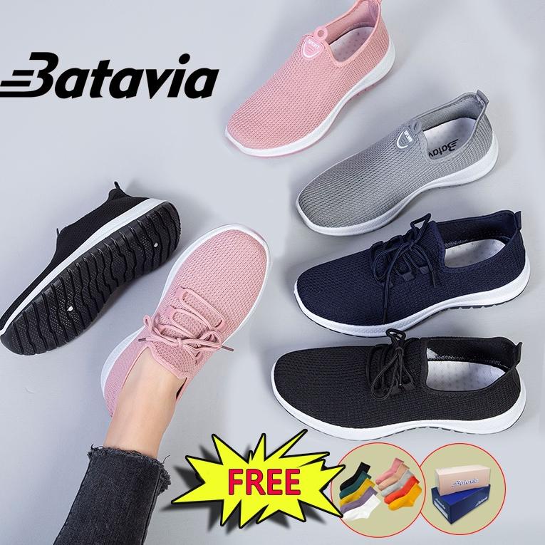 Tren Terbaru Batavia 2023 baru sepatu impor wanita  rajut  premium bernapas olahraga bebas biaya kir