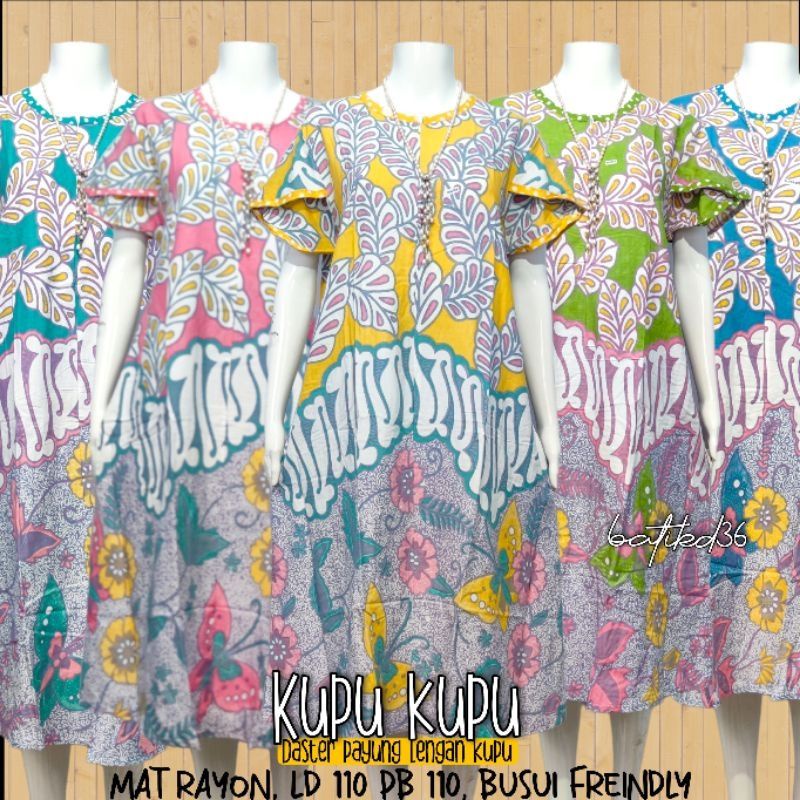 Baju Tidur Daster Payung Rayon Jumbo Premium Busui Kupu kupu Soft Home Dress Kekinian Murah