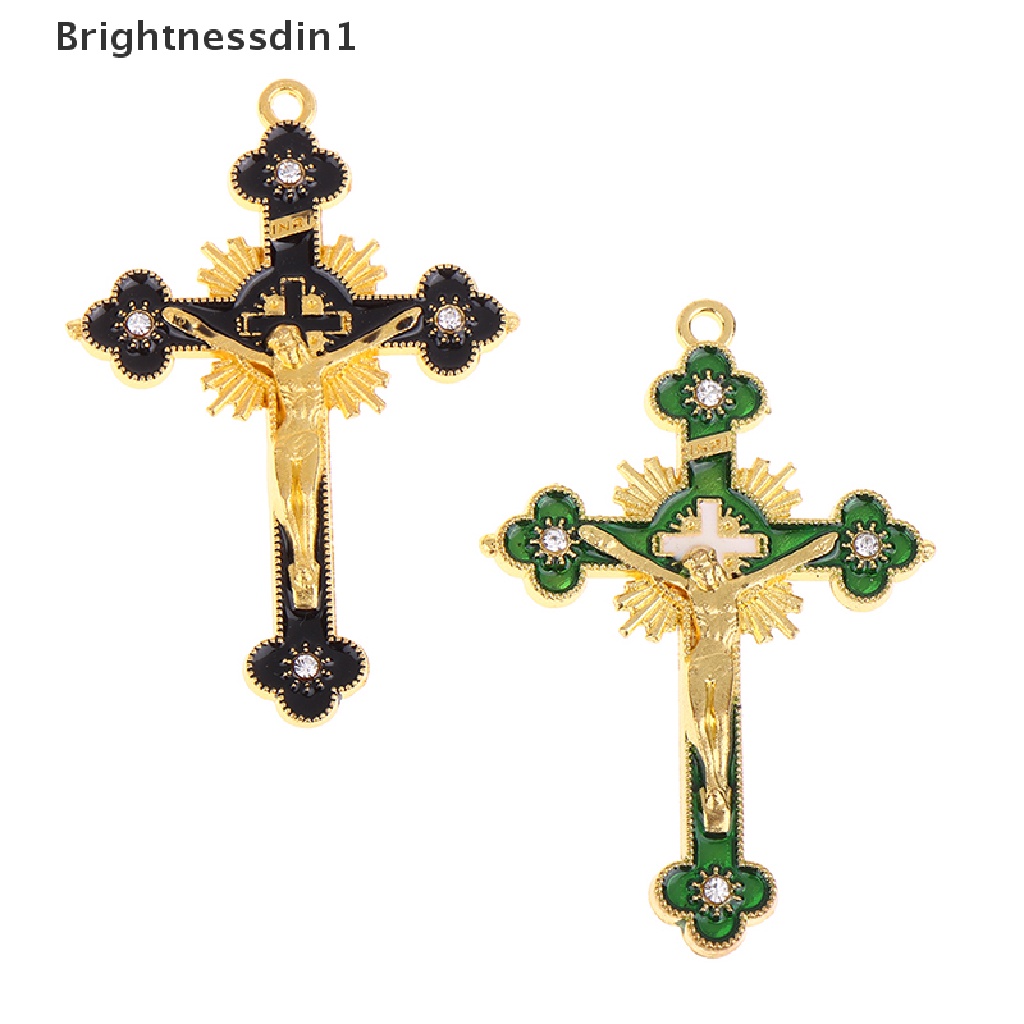 [Brightnessdin1] Salib Dinding Budded INRI Katolik Salib Kristen La Cross Fleuree Doa Gereja Dekorasi Gantung Salib Logam Aksesoris Perhiasan Kalung Liontin Butik