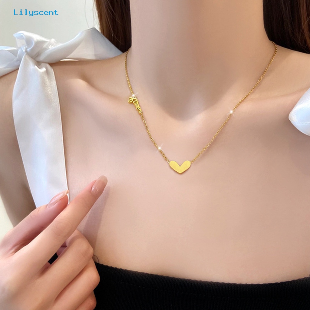 [LS] Liontin Kalung Non Tarnish Bright Luster Menghindari Lembab Geometris Liontin Temperamen Leher Dekorasi Fashion Item Baja Titanium Huruf Rantai Kalung Perhiasan Aksesori