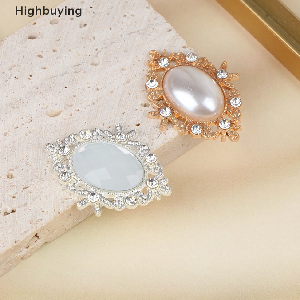 Hbid 10pcs 32 * 25mm Retro Oval Pearl Alloy Rhinestone Button Jewelry Hairpin Clothing Wedding Decoration Handmade Diy Accessories Glory