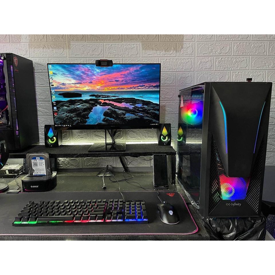 Pc gaming editing fullset core I7 3770 komputer CPU VGA GT 730 2GB DDR5 LED 24&quot; CURVED siap pakai