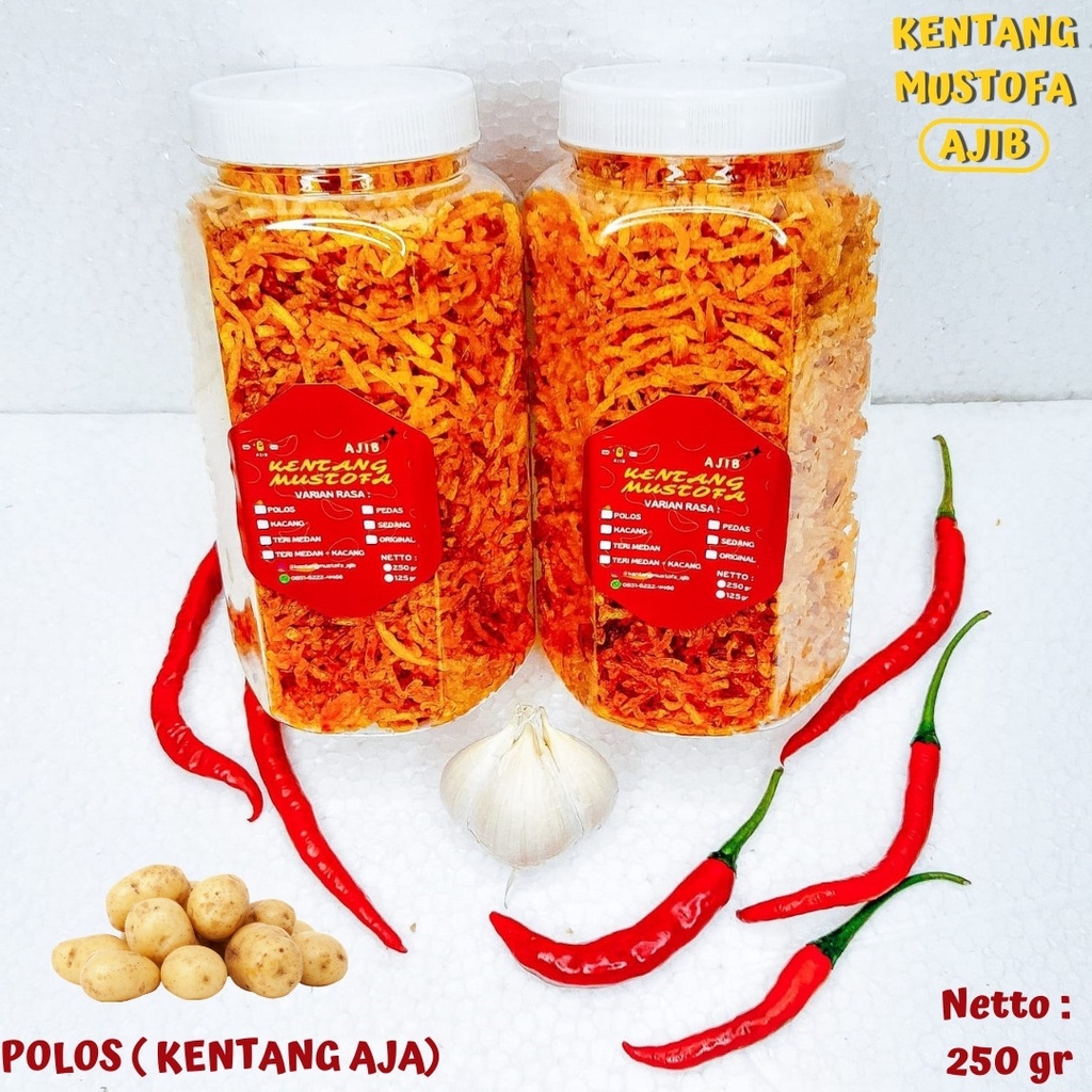 

TERMURAH KENTANG MUSTOFA AJIB KENTANG POLOS AJA // 700ML 250GRAM 125GRAM KRIUK RENYAH