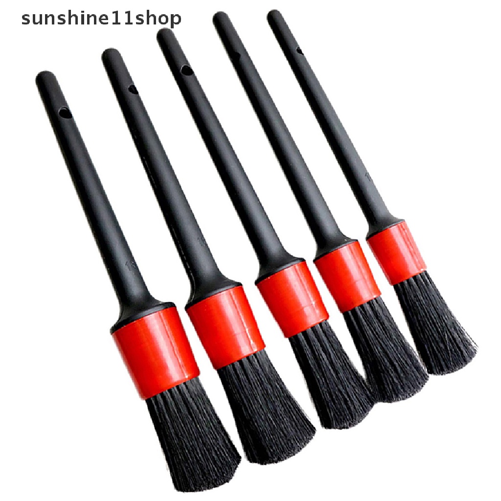 Sho 5PCS Car Brushes Set Sikat Detailing Mobil Bulu Panjang Lembut Untuk Membersihkan Mobil N