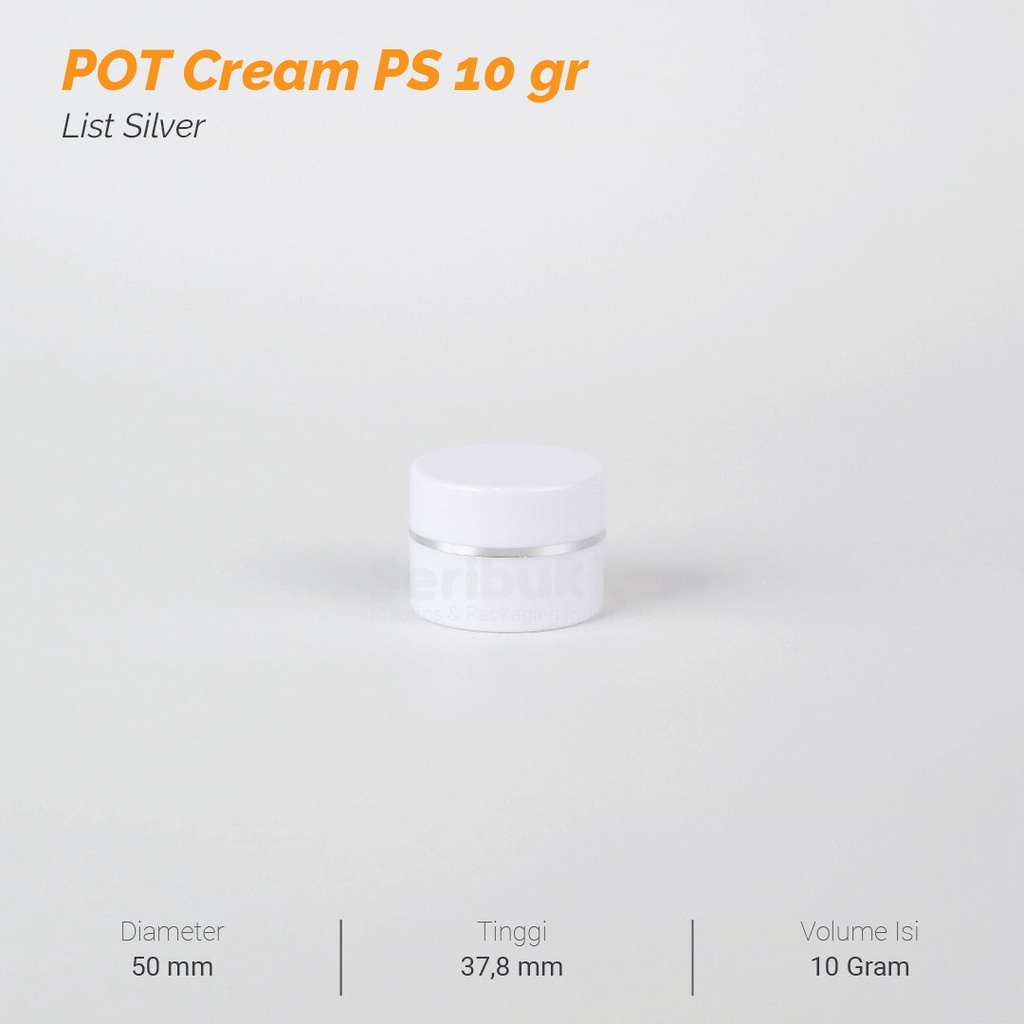 Pot Cream PS 10 gram -  Putih List Silver