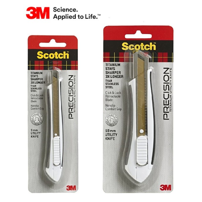

Pemotong Cutter Emas Scotch Precision Titanium 3M 9Mm & 18Mm / Utility Knife