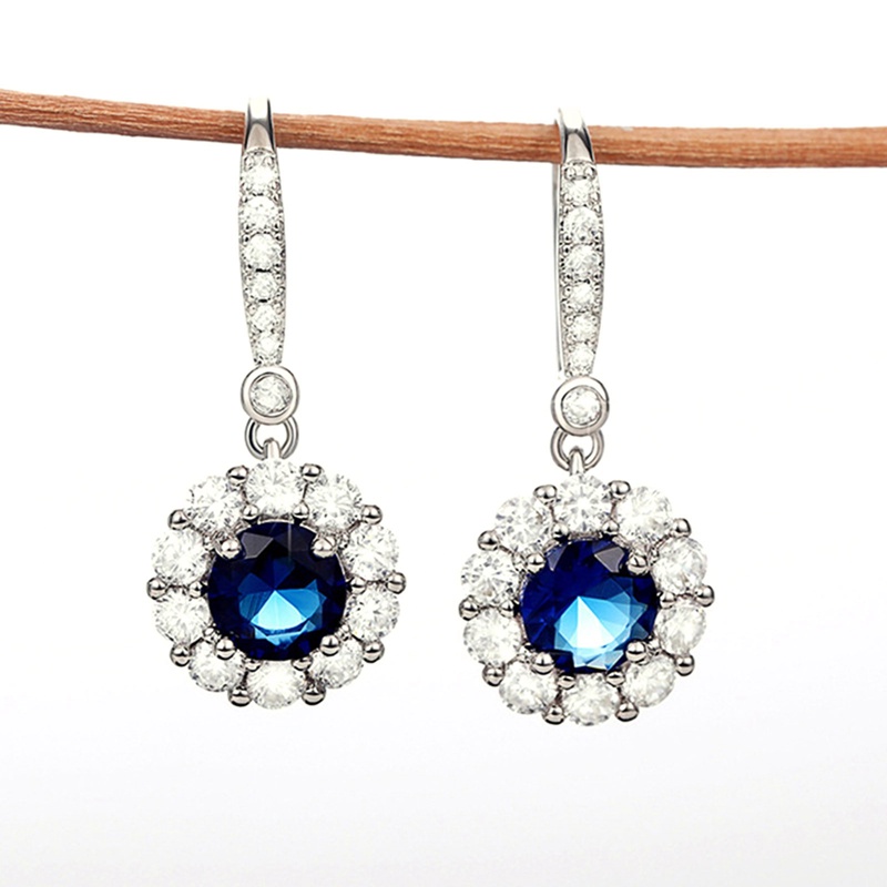 Fashion Deep Blue Cubic Zircon Menjuntai Anting Untuk Wanita Temperamen Yang Baru Didesain Lady's Earrings Pesta Pernikahan Perhiasan Mewah