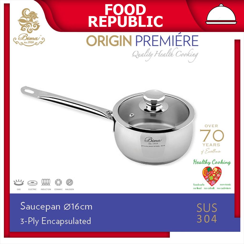 PANCI BIMA ORIGIN PREMIERE SAUCEPAN 16 CM B2002116 GLASS LID FRYPAN