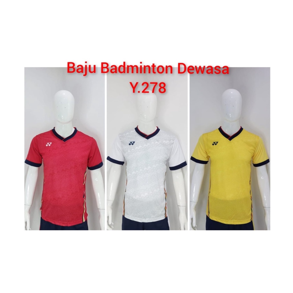 Kaos bulutangkis pria Y278 baju badminton atasan olahraga jersy wanita dewasa t-shirt outfit seragam kostum jersey casual suit pakaian jarsey oblong apparel sport jersi sudirman thomas uber cup bulu tangkis kuning polos