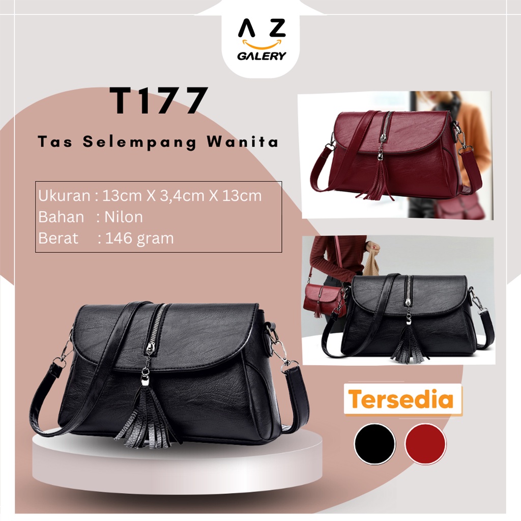 TAS SELEMPANG WANITA Sling Bag Slempang Murah Bahan Import Grosir COD Clutch Shoulder T177 Azgalery