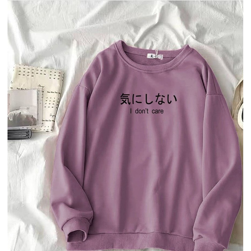 Sweater i dont care Oversize Unisex Pria &amp; Wanita Korea Style | Dhea Fashion