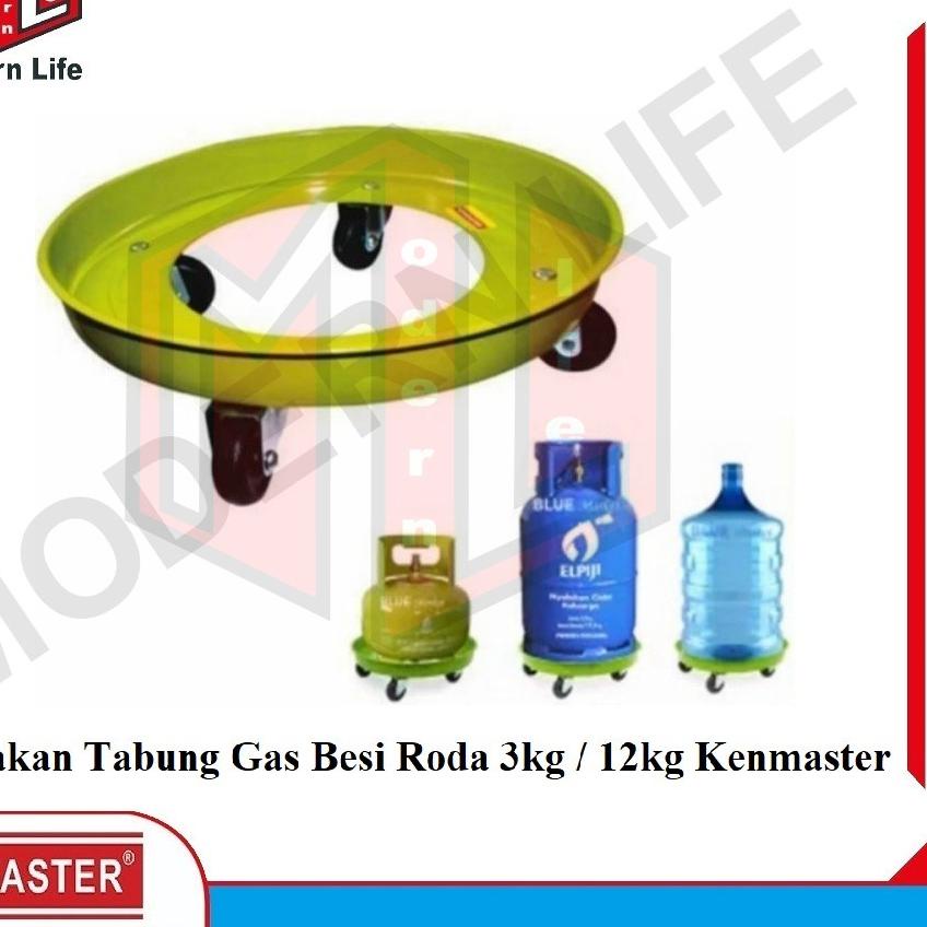 ♗ KENMASTER Tatakan Galon Tabung Gas 3 12 Kg Bahan Besi Kaki Roda ♤