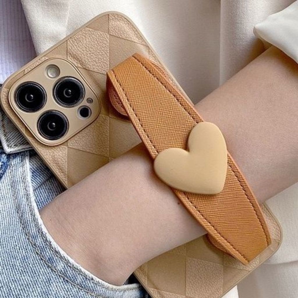 IPHONE Lingge Love Wrist Strap Desain Phone Case Kompatibel Dengan Iphone12 13 14 11 Pro Max X Xs Max Xr Nggfh