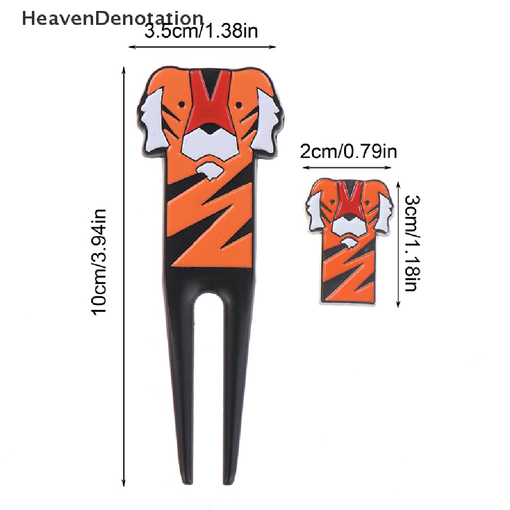 [HeavenDenotation] Penanda Golf Motif Kartun Macan Alat Perbaikan Penanda Bola Golf Aksesoris Golf HDV