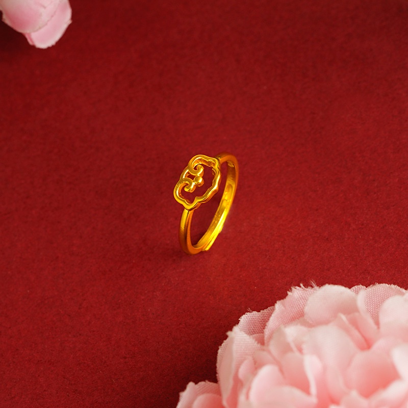 Goldkingdom Perhiasan Fashion 24 K Bangkok Aksesoris Ready Stock Segar Senshi Xiangyun Kupu Daun Cincin Sederhana Berlapis Emas Lucu Cincin