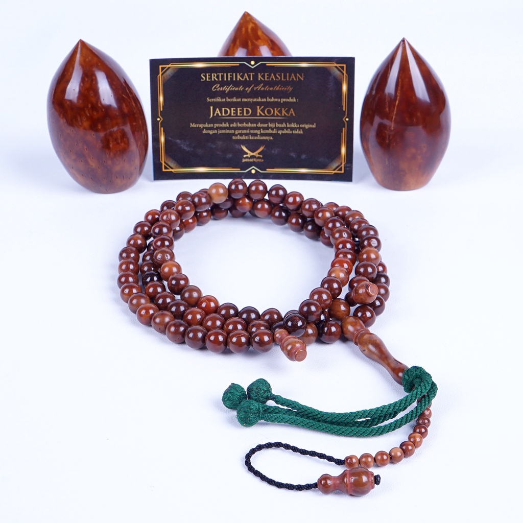 Tasbih Kokka Asli Bersertifikat Motif Bulat 7.5 mm Kaokah Alii 100% Berbahan Dari Biji Buah Kokka - by CS1