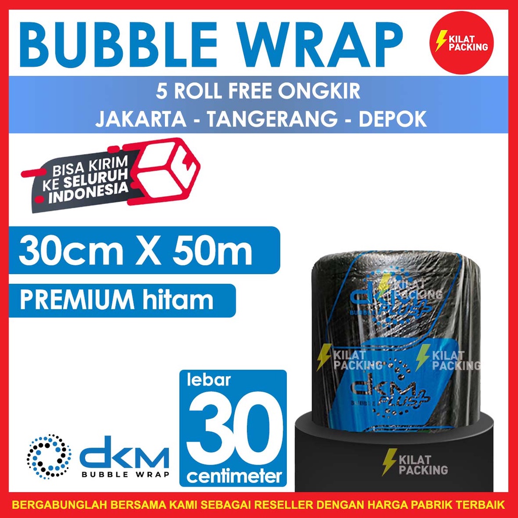 

Bubble Wrap uk. 30cm x 50m - hitam premium quality delkomas