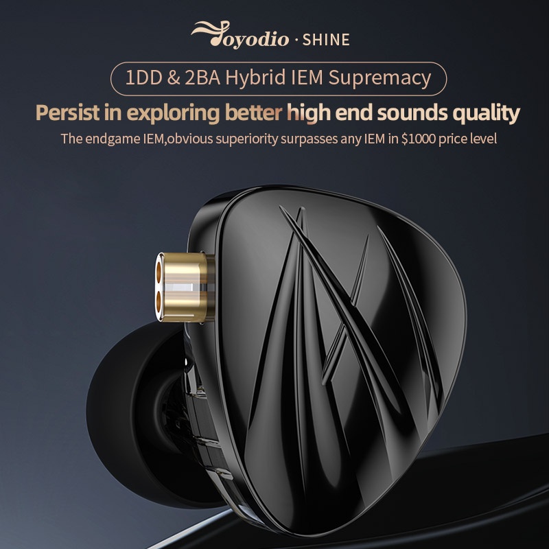 Joyodio SHINE HiFi 1DD+2BA Hybrid Driver In Ear Monitor IEM Saklar Tuning 4tingkat Lepas Pasang 8helai Kabel Lapis Perak