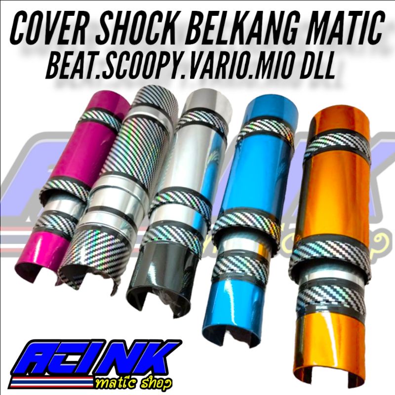 Cover Shock Belakang Variasi Carbon Hologram Pnp Motor Mio.Beat.Scoopy.Vario 125 150