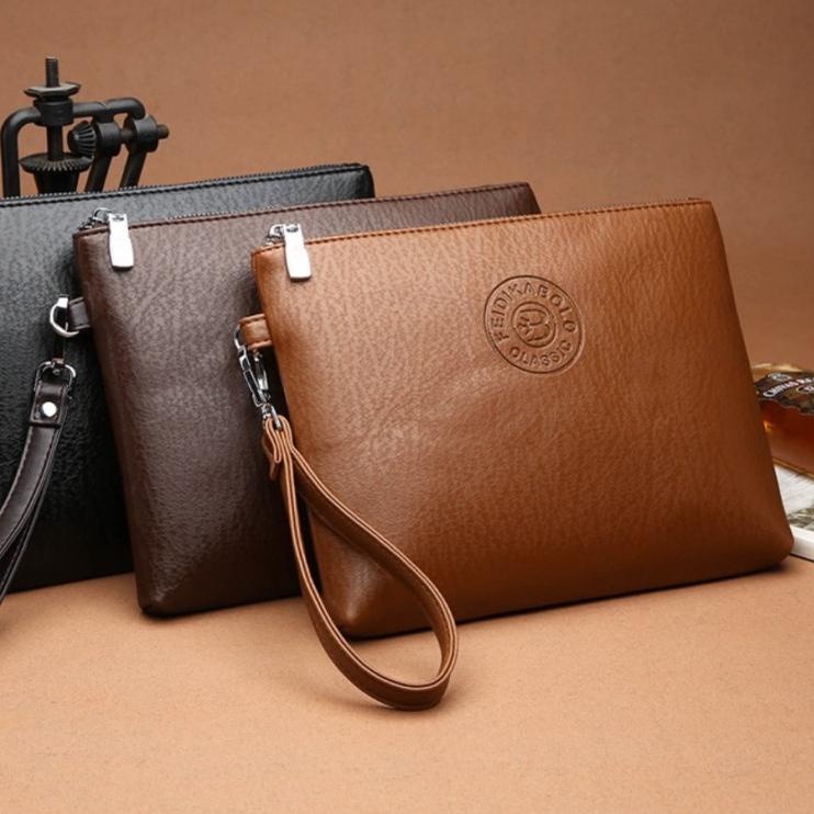 ♜ Tas Tangan Pria Cokelat Cewek Hand Bag Jinjing Branded Y9D5 Dompet Elegan Original Import Hitam Hi