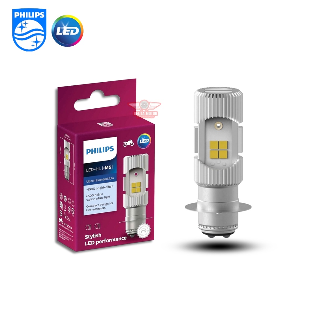 Lampu LED Motor Philips M5 DC 6500K Kaki 1 Beat Scoopy Spacy Vario DLL