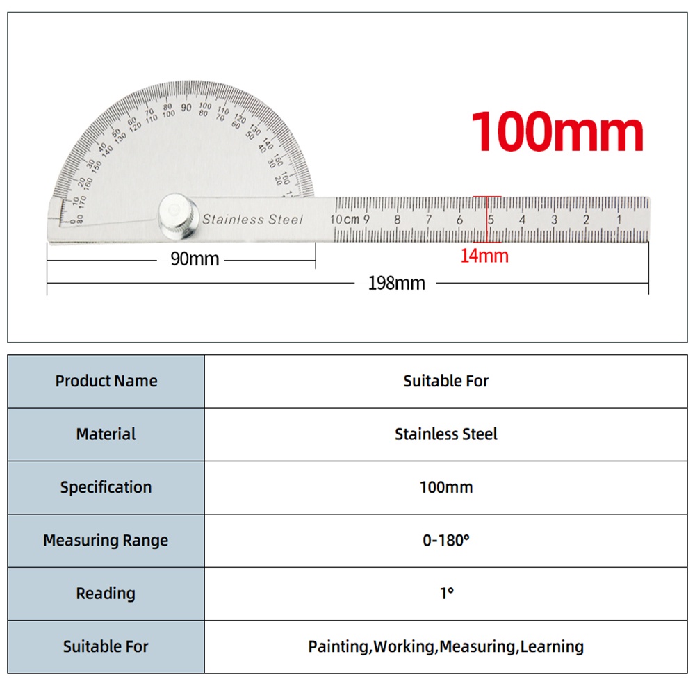 【Dikirim dlm 24jam】COOFARI busur 180 derajat penggaris combi stainless protactor alat ukur sudut