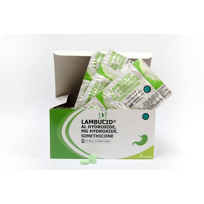 Lambucid Tablet Strip Kunyah Mengatasi Maag, Kembung Dan Asam Lambung Berlebihan ORIGINAL-BPOM