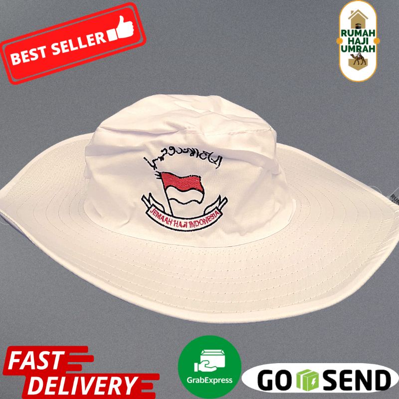 Topi Tulisan Jamaah Haji dan Umrah Topi Bulat Perlengkapan Haji dan Umrah Topi Haji Umrah