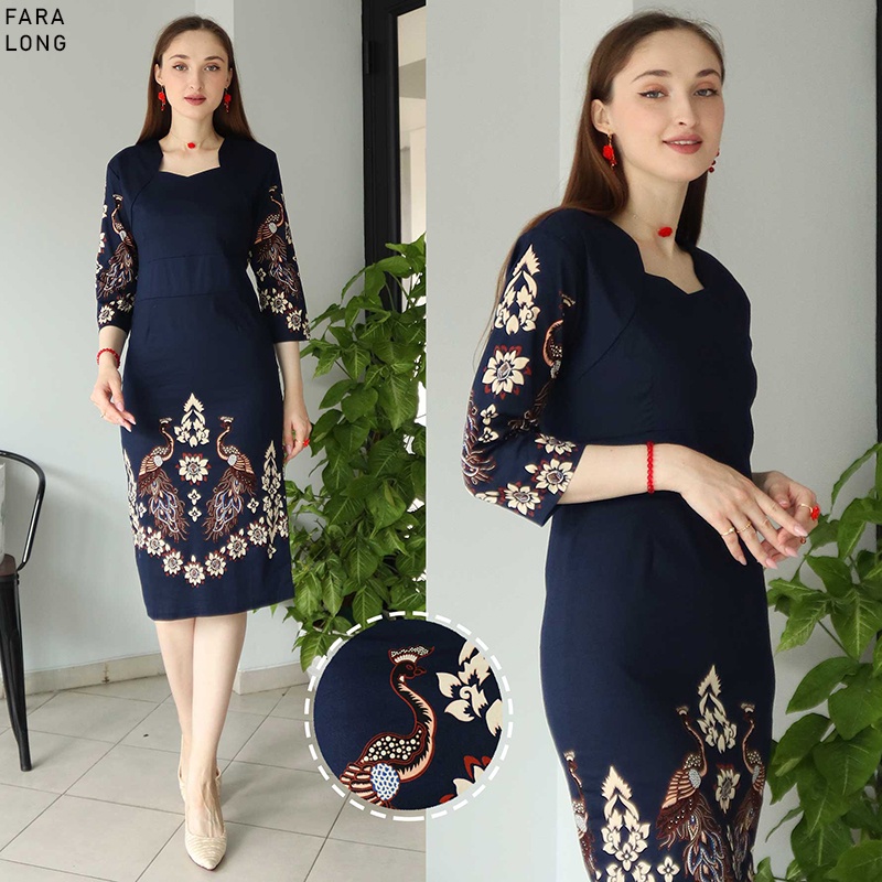 Evercloth Fara Dress Batik Wanita Dress Wanita Jumbo Batik Couple Seragam