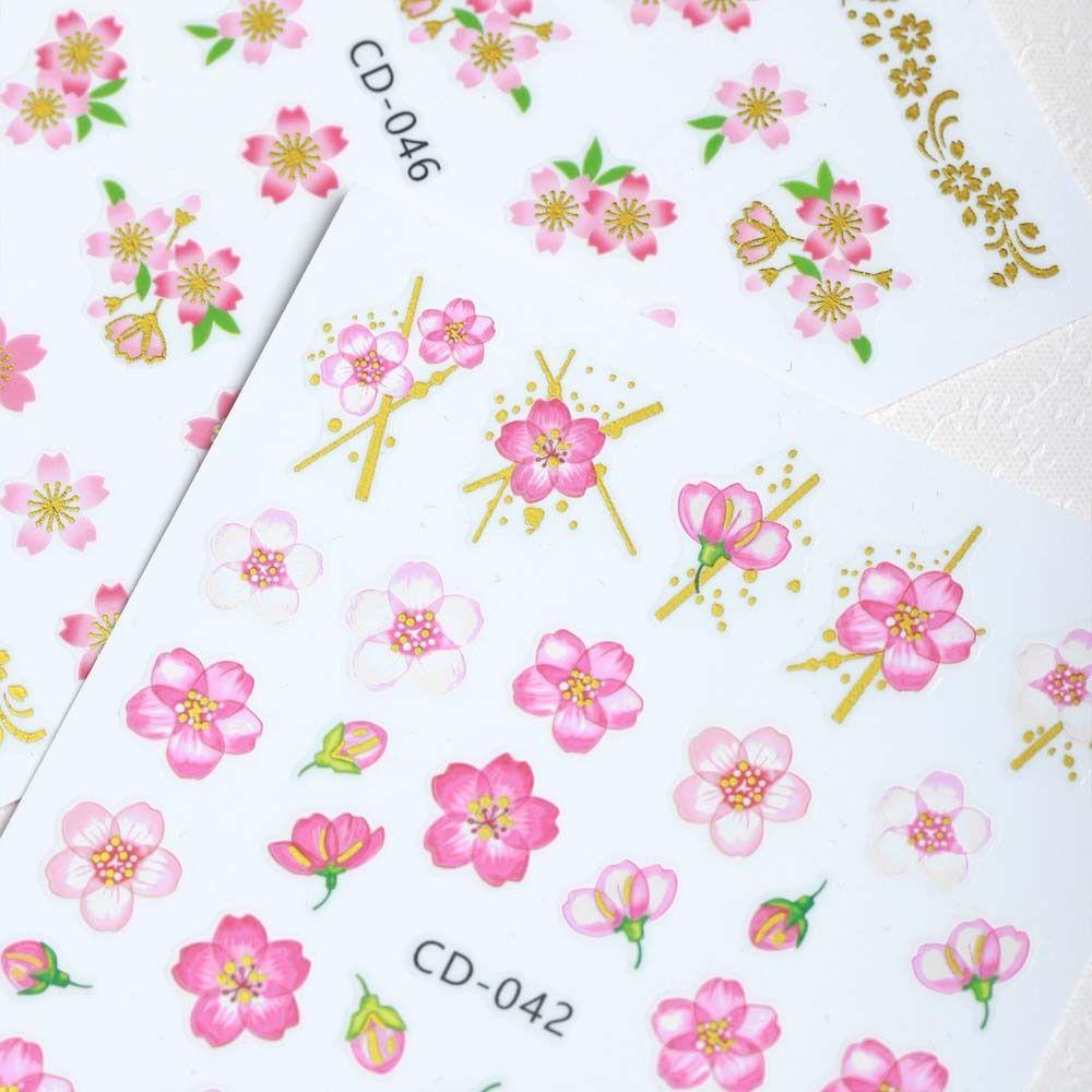 Mxbeauty Bunga Stiker Kuku Wanita Bronzing Cherry Blossom Manicure Aksesoris Daun Nail Art Dekorasi