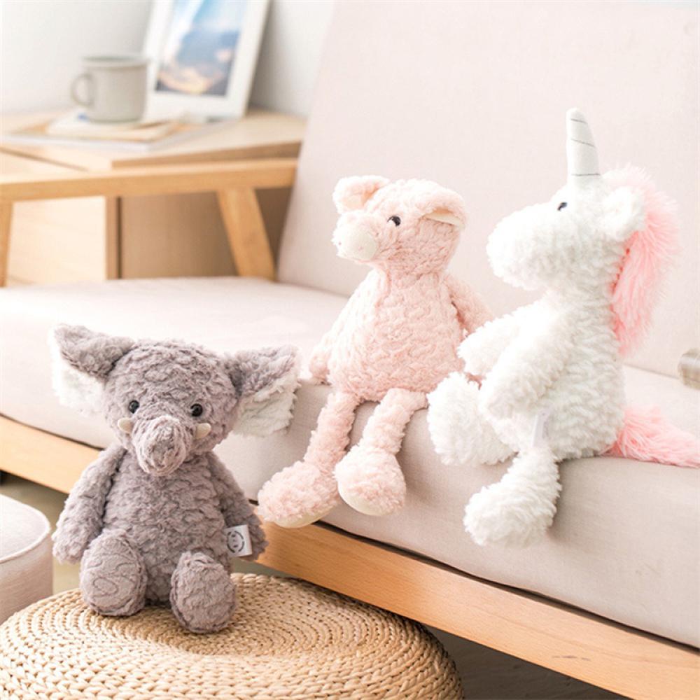 Timekey Lucu Lembut Kaki Panjang Mainan Mewah Boneka Kartun Hewan Bayi Menenangkan Mainan Bunny Unicorn Dino Dekorasi Rumah Boneka Untuk Anak Kids N8U3