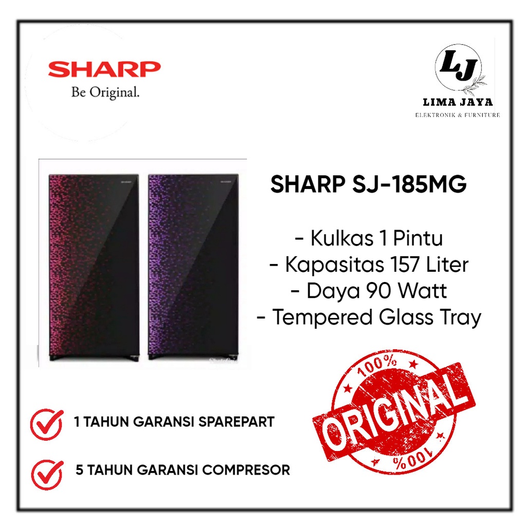 Kulkas 1 Pintu SHARP SJ-187MG / 185MG 166 Liter Kulkas Satu Pintu Sharp