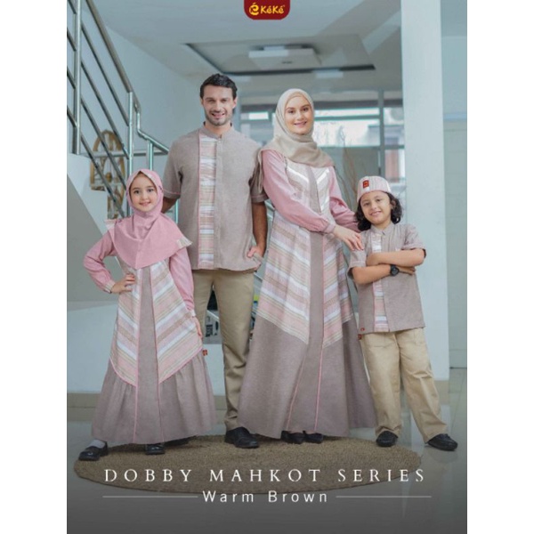 Sarimbit Family Premium Dobby Mahkota Series Warm Brown by Keke|Gamis Polos|Gamis Simple|Sarimbit Te