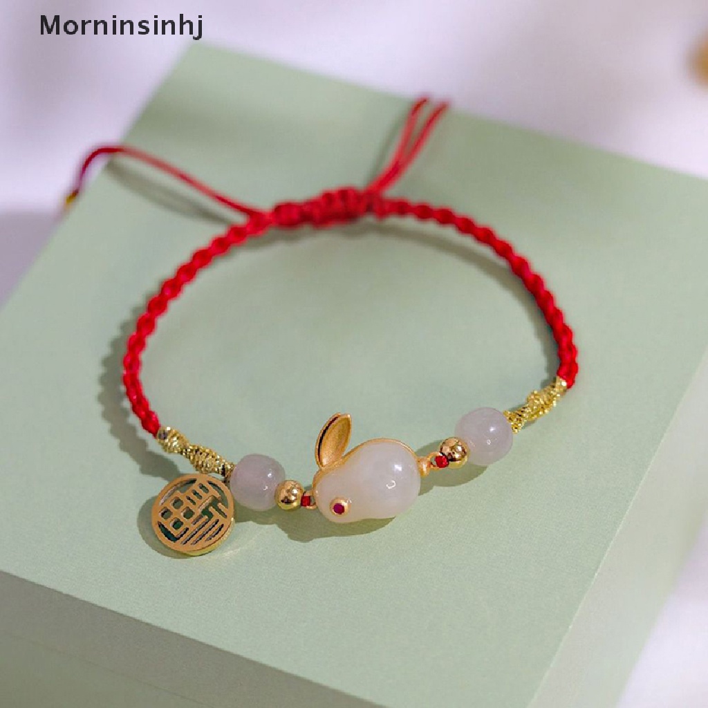 Mornin2023tahun Kelinci DIY Seni Kerajinan Gelang Tali Merah Dikepang Gelang Liontin Gelang Untuk Pacar Anak Siswa Hadiah Lucu Mengenang Anyaman Tangan Tali Perhiasan id