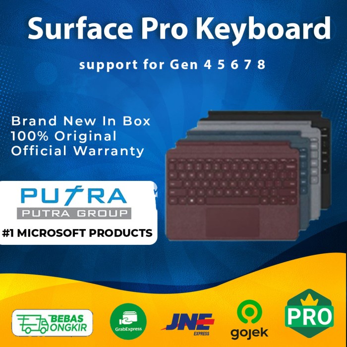 Microsoft Surface Pro Keyboard / Keyboard Surface Pro 4 5 6 7 Cover - Black Murah