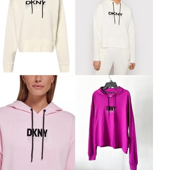 ◙ DKNY SPORT Rhinestone Logo Cotton-Blend Hoodie ❋