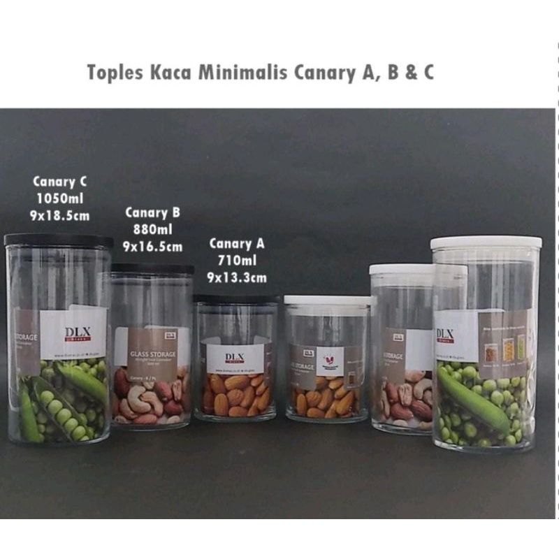 Dlx Stoples / Toples Kaca / Toples Beling / Toples Kedap Udara / Glass Jar / Food Storage Canary A C