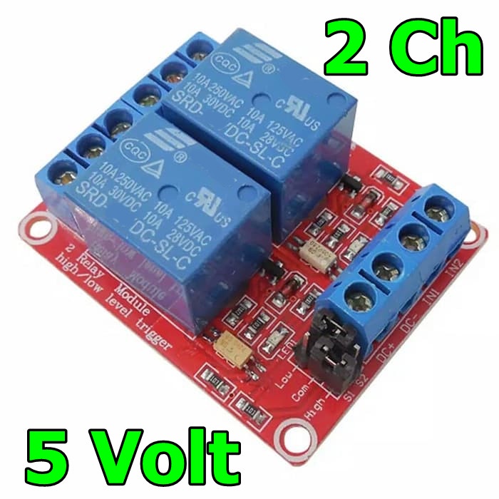 Module Relay 2 Channel 5V Optocoupler High or Low Level Trigger 5 volt