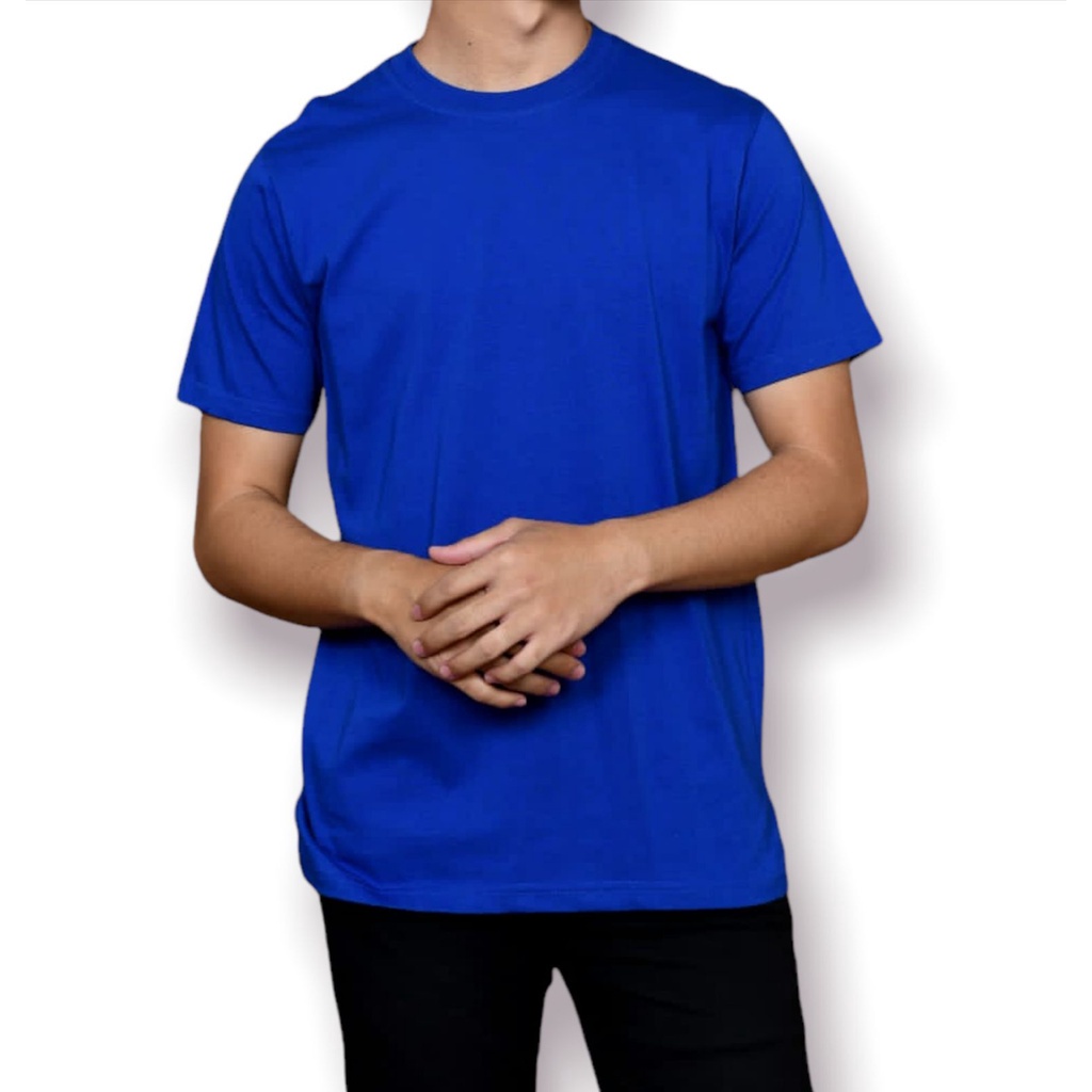 Kaos Polos Biru Benhur Lengan Pendek Kombed 24s