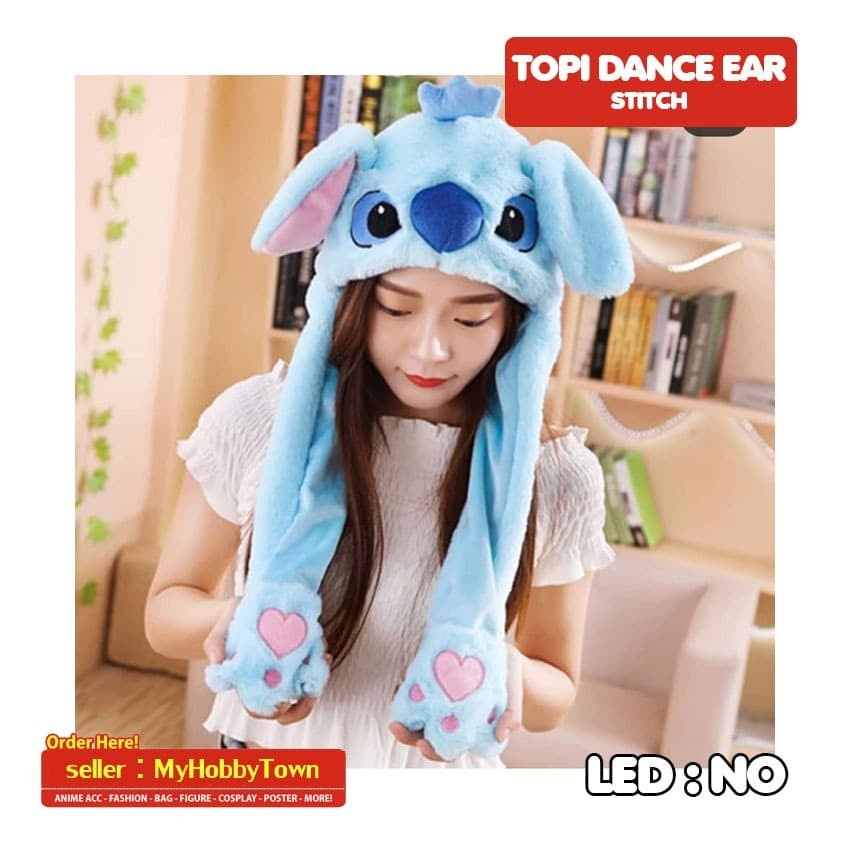 Topi Moving Ear Korea Cute Kelinci Pikachu Panda Husky Stitch Ayam Unicorn Babi Gajah Telinga