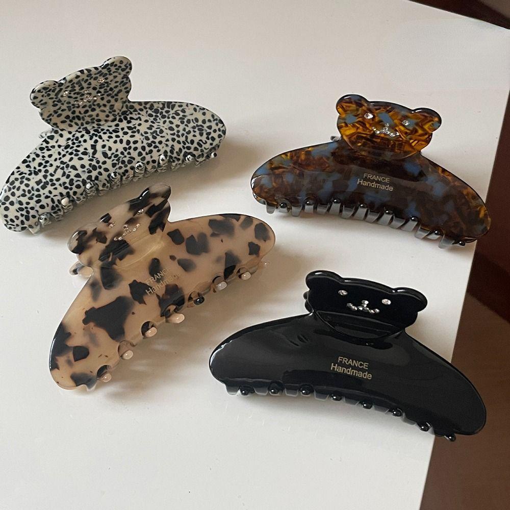 AUGUSTINA Beruang Cakar Rambut Tidak Biasa Mode Retro Untuk Gadis Asam Asetat Hiu Klip Hiasan Kepala Ponytail Holder Temperamen Wanita Klip Rambut