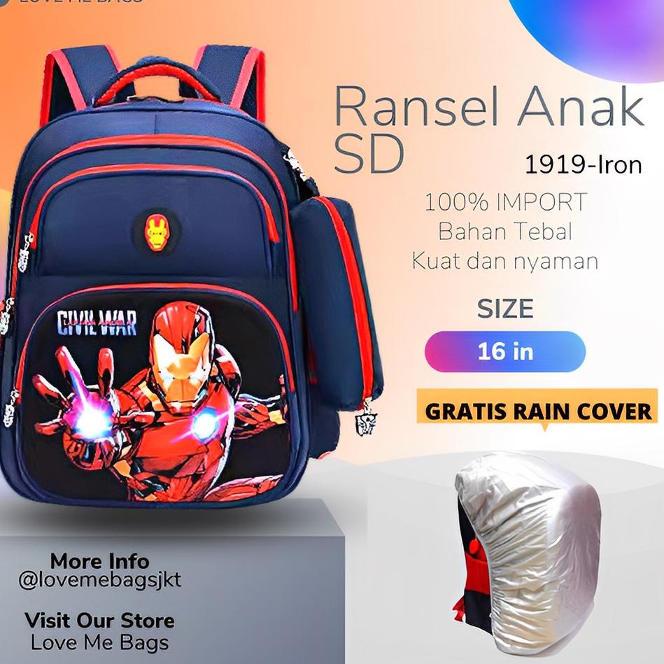 ✲ LMB Tas Sekolah Anak Laki Laki Sd Gratis kotak pensil Tas anak laki laki Tas sekolah Fashion anak 